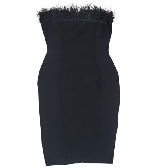 Serena Bandage Feather Midi Dress - Black (NWT) XL (Little Stretch) - Picture 5 of 6